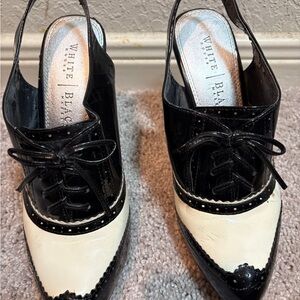 White House Black Market Black and Cream Heels